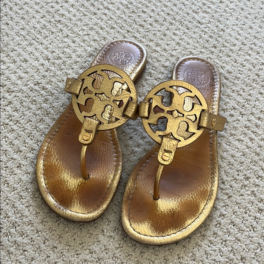 Tory Burch Metallic Gold Thong Sandals